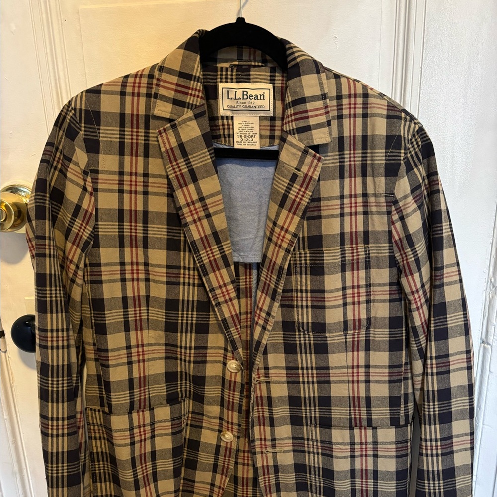L.L. Bean Plaid 100% Cotton Sport Coat 36S